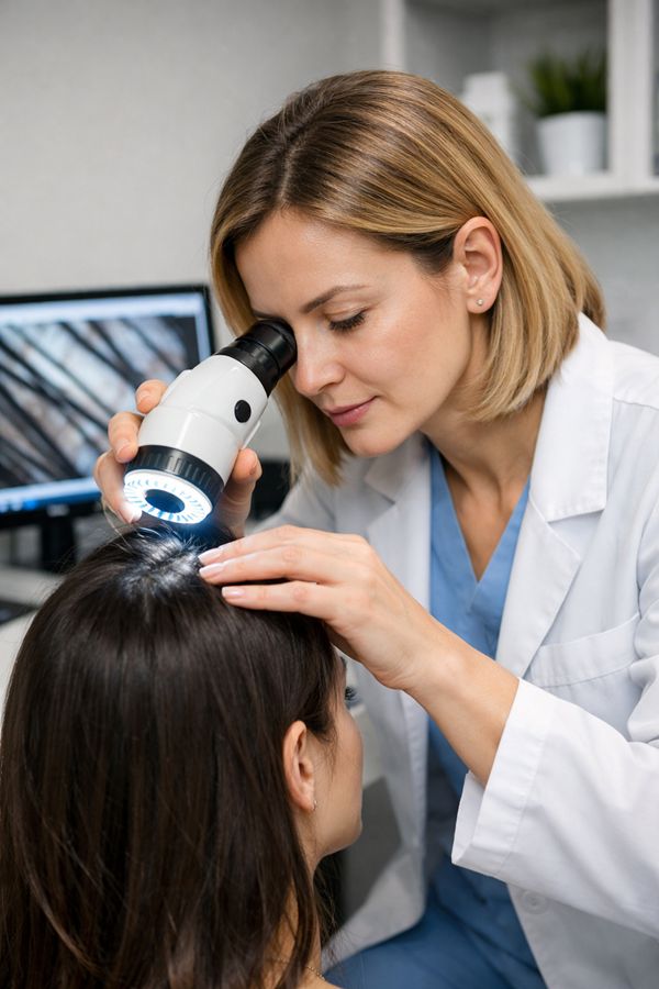 Doctor reviewing brain scan with patient